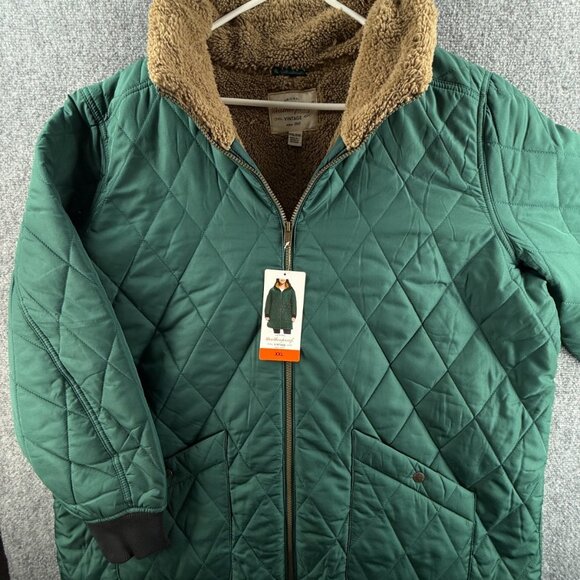 NWT Weatherproof 2XL Green Quilted High Pile Fleece Lined Full Zip Coat Winter - Picture 1 of 15